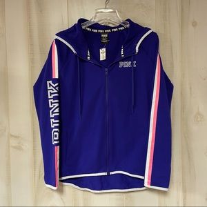 VS Pink NWT Royal Blue Hi Lo Zip Up Jacket Hoodie Sz M Campus